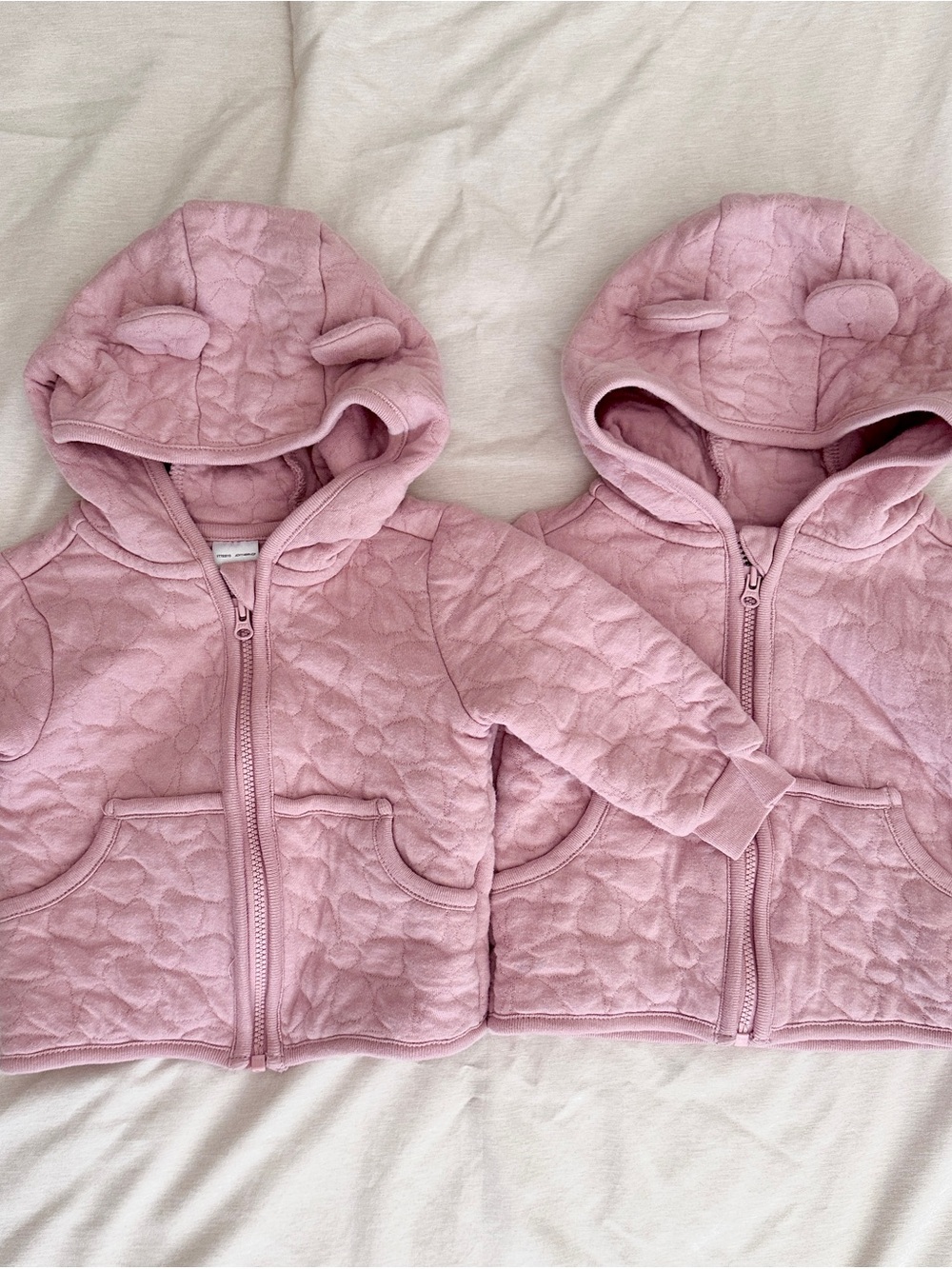 Twin Girls Carter's Dusty Pink Quilted Hooded Jackets